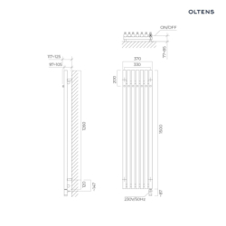 Grzejnik elektryczny 150x37 cm nikiel Stang (e) OLTENS 55128910