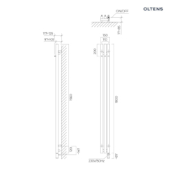 Grzejnik elektryczny 180x15 cm nikiel Stang (e) OLTENS 55111910