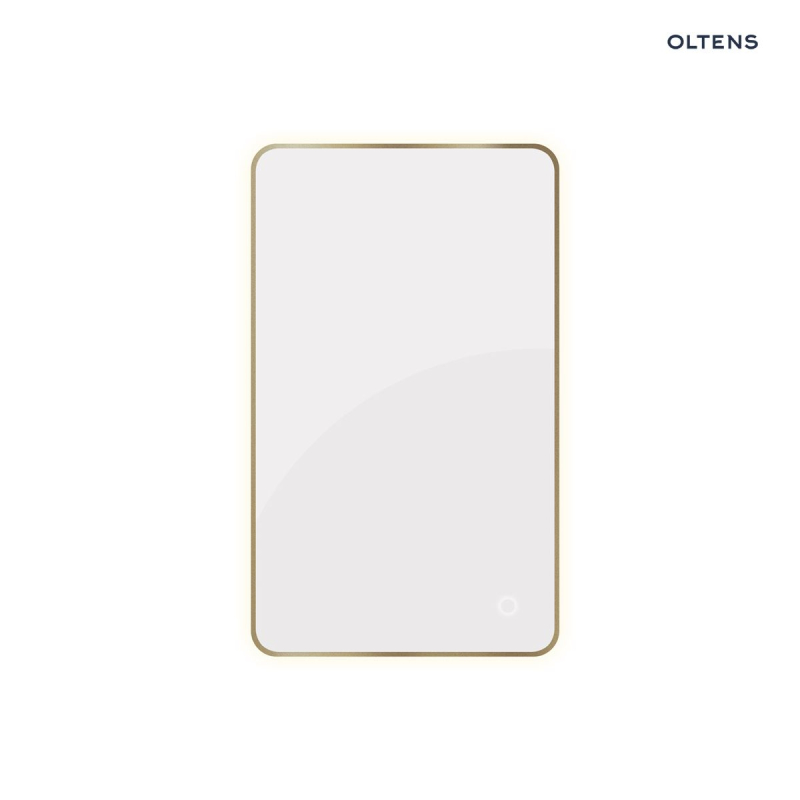 Lustro 60x100 cm prostokątne z oświetleniem z przodu z matą grzewczą mosiądz szczotkowany Nordlis OLTENS 64117510
