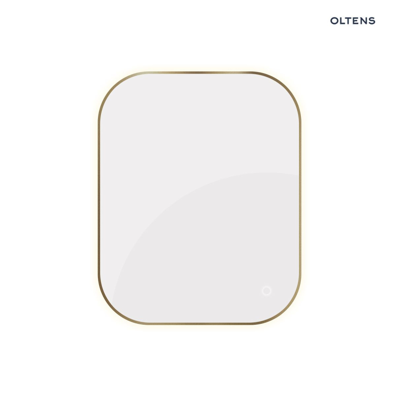 Lustro 80x100 cm prostokątne z oświetleniem z przodu z matą grzewczą mosiądz szczotkowany Nordlis OLTENS 64124510