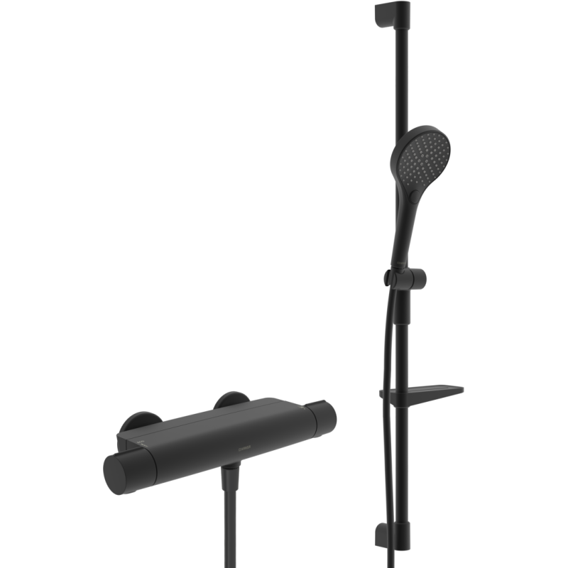 Bateria natryskowa z prysznicem HANSAOPTIMA matowa czerń HANSA 4813033133