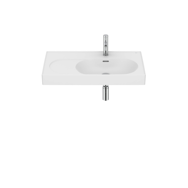 MERIDIAN Umywalka ścienna / meblowa 80x46 cm PRAWA Fineceramic BIAŁY MAT ROCA A327744620