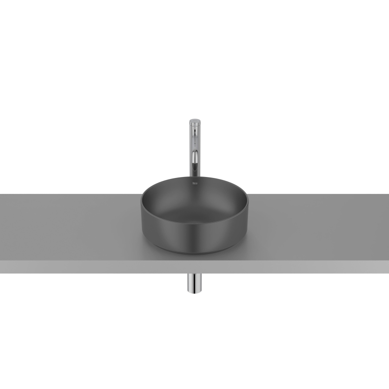 ONA Umywalka nablatowa okrągła 37 cm Fineceramic CZARNY MAT ROCA A32768J080