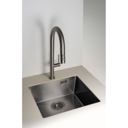 Zlewozmywak stalowy z baterią 1-komorowy Olfato precious titanium DEANTE ZPOAD10A