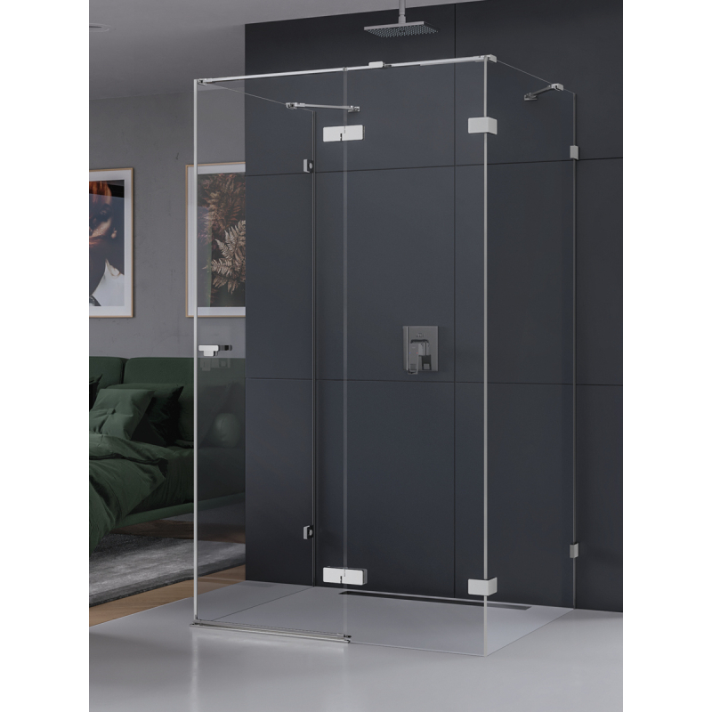 KABINA EVENTA 1D KWADRATOWA PRZYŚCIENNA P 100x100x200 CZYSTE 8mm POWŁOKA CHROM POŁYSK NEW TRENDY EXK-4588
