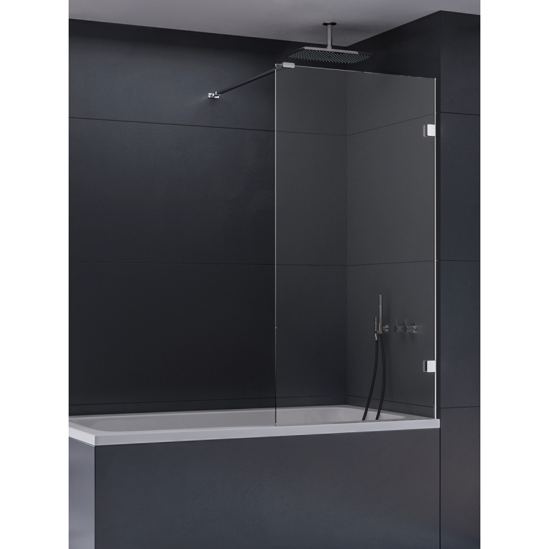 NZ4 PARAWAN NAWANNOWY EVENTA U 90x150 CZYSTE 8mm POWŁOKA WSP. PROSTOPADŁY CHROM POŁYSK NEW TRENDY EXK-6997-WP