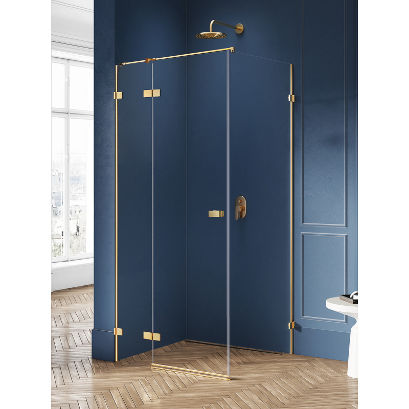 KABINA AVEXA GOLD BRUSHED 1D KWADRATOWA L 80x80x200 CZYSTE 6mm POWŁOKA ZŁOTY SZCZOTKOWANY NEW TRENDY EXK-1730
