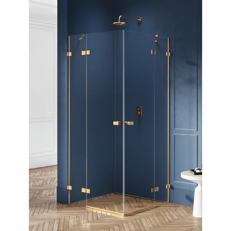 KABINA AVEXA GOLD BRUSHED 2D PROSTOKĄTNA 100x80x200 CZYSTE 6mm POWŁOKA ZŁOTY SZCZOTKOWANY NEW TRENDY EXK-1784