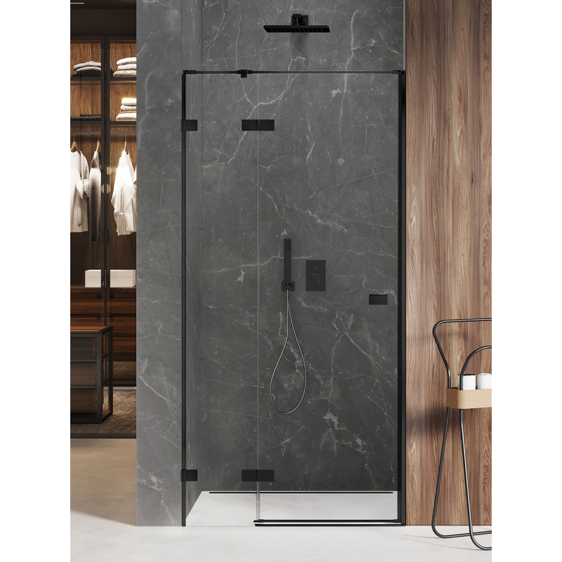 NZ2 DRZWI WNĘKOWE AVEXA BLACK 1D L 130x200 CZYSTE 6mm POWŁOKA CZARNY MAT NEW TRENDY EXK-1556