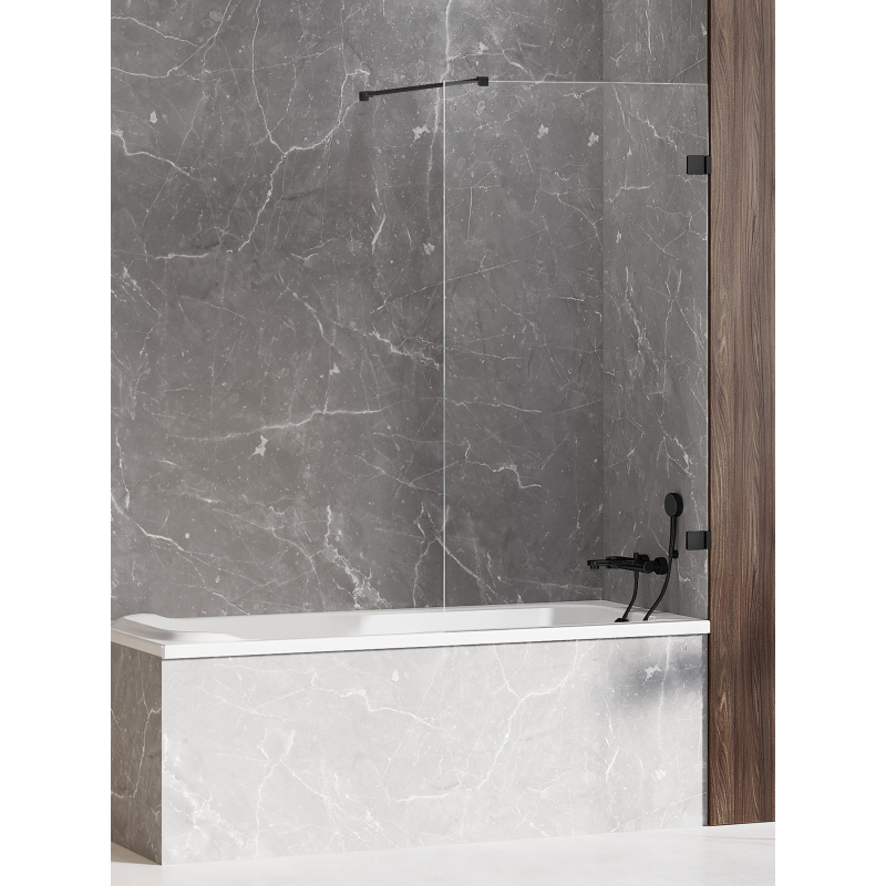 PARAWAN NAWANNOWY AVEXA BLACK U 70x150 CZYSTE 6mm POWŁOKA WSP. PROSTOPADŁY CZARNY MAT NEW TRENDY EXK-1978-WP