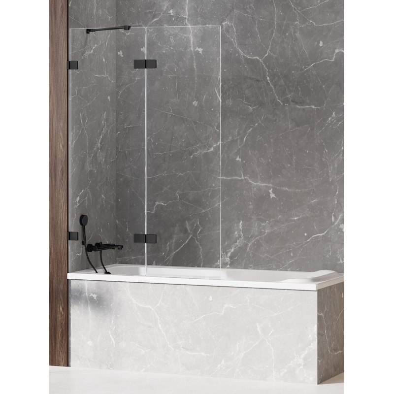 NZ4 PARAWAN NAWANNOWY AVEXA BLACK 1D P 130x150 CZYSTE 6mm POWŁOKA CZARNY MAT NEW TRENDY EXK-1989