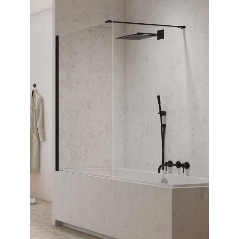 NZ6 PARAWAN NAWANNOWY NEW MODUS BLACK U 90x150 CZYSTE 8mm POWŁOKA WZÓR RAMKA CZARNY MAT NEW TRENDY EXK-1934