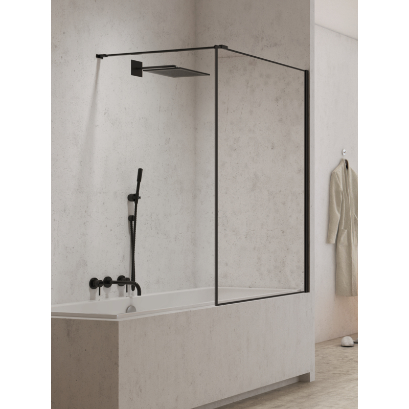 PARAWAN NAWANNOWY NEW MODUS BLACK U 80x150 CZYSTE 8mm POWŁOKA WZÓR RAMKA CZARNY MAT NEW TRENDY EXK-0293-WP
