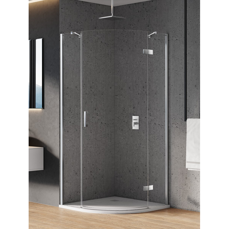 NZ2 KABINA NEW MERANA 1D PÓŁOKRĄGŁA P 80x80x195 CZYSTE 6mm POWŁOKA CHROM POŁYSK NEW TRENDY K-0325