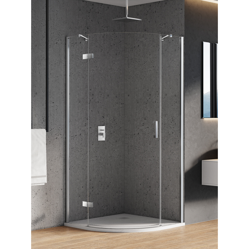 KABINA NEW MERANA 1D PÓŁOKRĄGŁA L 90x90x195 CZYSTE 6mm POWŁOKA CHROM POŁYSK NEW TRENDY K-0326