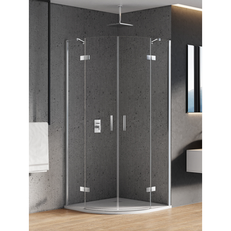 KABINA NEW MERANA 2D PÓŁOKRĄGŁA  80x80x195 CZYSTE 6mm POWŁOKA CHROM POŁYSK NEW TRENDY K-0330