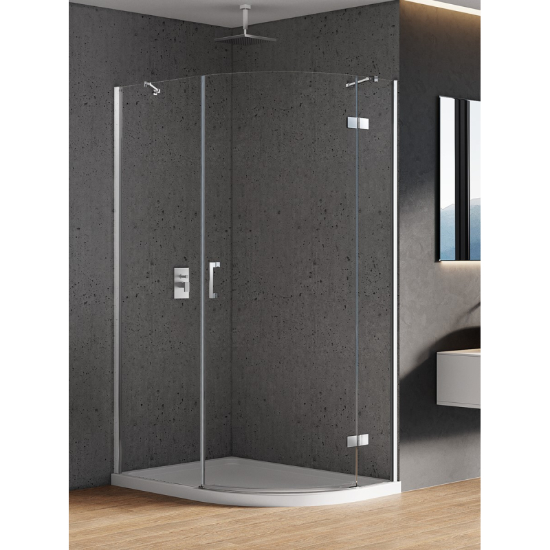 NZ2 KABINA NEW MERANA 1D ASYMETRYCZNA L 100x80x195 CZYSTE 6mm POWŁOKA CHROM POŁYSK NEW TRENDY K-0333