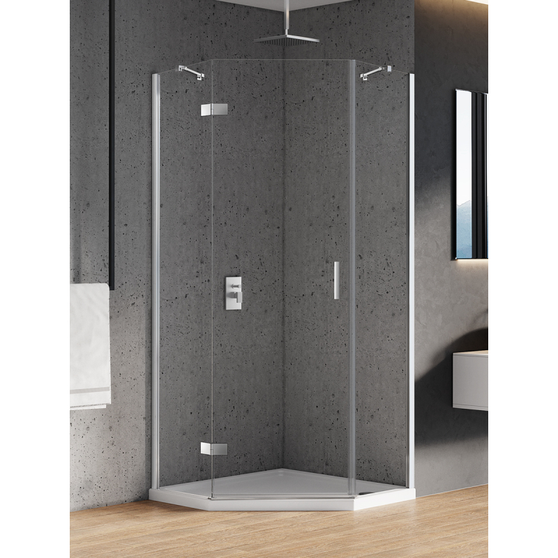 KABINA NEW AZURA 1D PIĘCIOKĄTNA L 80x80x195 CZYSTE 6mm POWŁOKA CHROM POŁYSK NEW TRENDY K-0559