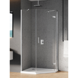 KABINA NEW AZURA 1D PIĘCIOKĄTNA ASYMETRYCZNA L 100x80x195 CZYSTE 6mm POWŁOKA CHROM POŁYSK NEW TRENDY K-0563