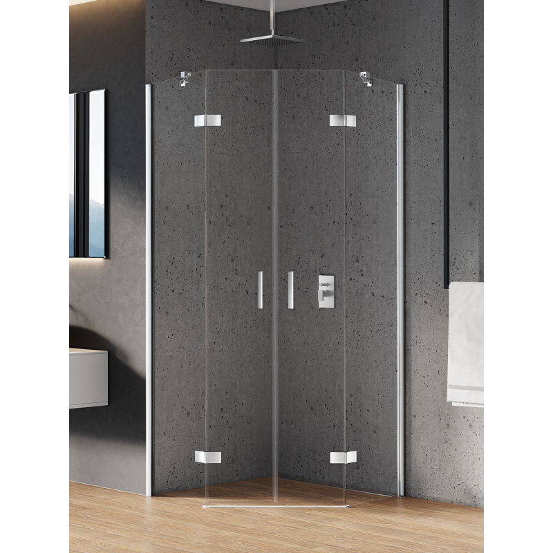 KABINA NEW AZURA 2D PIĘCIOKĄTNA 80x80x195 CZYSTE 6mm POWŁOKA CHROM POŁYSK NEW TRENDY K-0661