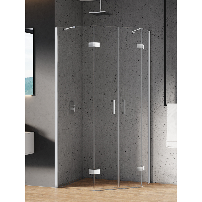 KABINA NEW AZURA 2D PIĘCIOKĄTNA  100x80x195 CZYSTE 6mm POWŁOKA CHROM POŁYSK NEW TRENDY K-0663