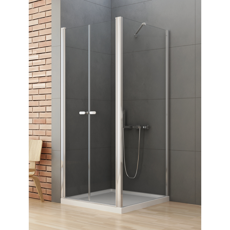 KABINA NEW SOLEO 2D PROSTOKĄTNA U 90x80x195 CZYSTE 6mm POWŁOKA CHROM POŁYSK NEW TRENDY D-0145A/D-0091B