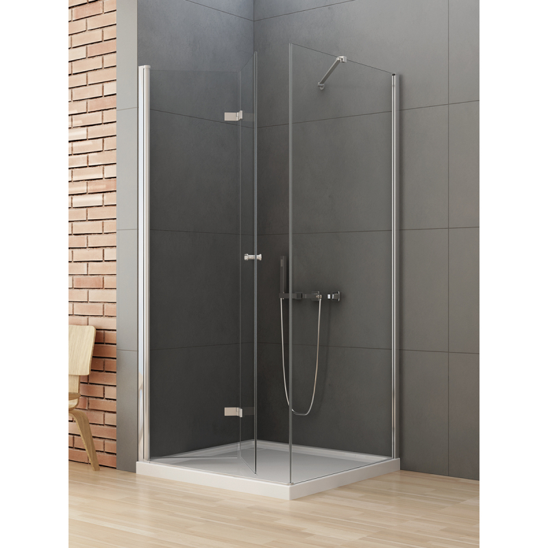 KABINA NEW SOLEO 1D KWADRATOWA L 90x90x195 CZYSTE 6mm POWŁOKA CHROM POŁYSK NEW TRENDY D-0149A/D-0088B