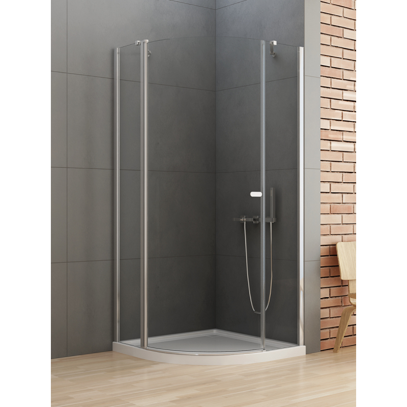 NZ2 KABINA NEW SOLEO 1D PÓŁOKRĄGŁA U 100x100x195 CZYSTE 6mm POWŁOKA CHROM POŁYSK NEW TRENDY K-0417