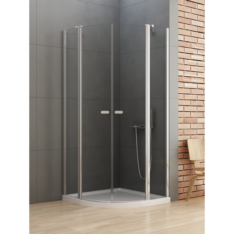 NZ2 KABINA NEW SOLEO 2D PÓŁOKRĄGŁA  100x100x195 CZYSTE 6mm POWŁOKA CHROM POŁYSK NEW TRENDY K-0420