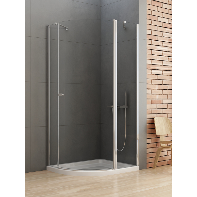 NZ2 KABINA NEW SOLEO 1D ASYMETRYCZNA U 120x85x195 CZYSTE 6mm POWŁOKA CHROM POŁYSK NEW TRENDY K-0422