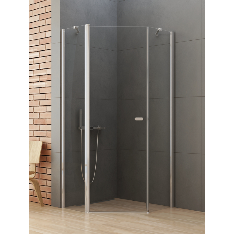 KABINA NEW SOLEO 1D PIĘCIOKĄTNA U 80x80x195 CZYSTE 6mm POWŁOKA CHROM POŁYSK NEW TRENDY K-0606