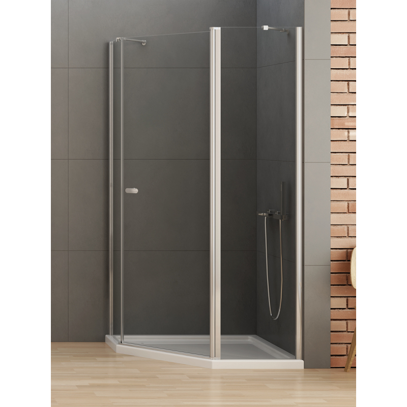 KABINA NEW SOLEO 1D ASYMETRYCZNA U 100x80x195 CZYSTE 6mm POWŁOKA CHROM POŁYSK NEW TRENDY K-0608