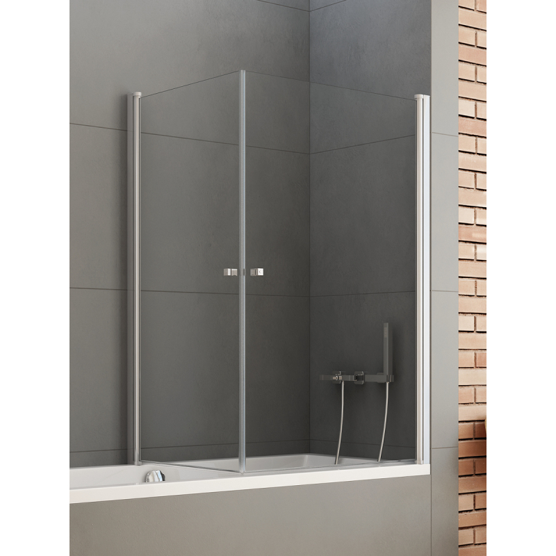 PARAWAN NAWANNOWY NEW SOLEO 2D U 90x70x140 CZYSTE 6mm POWŁOKA CHROM POŁYSK NEW TRENDY P-0025/P-0024
