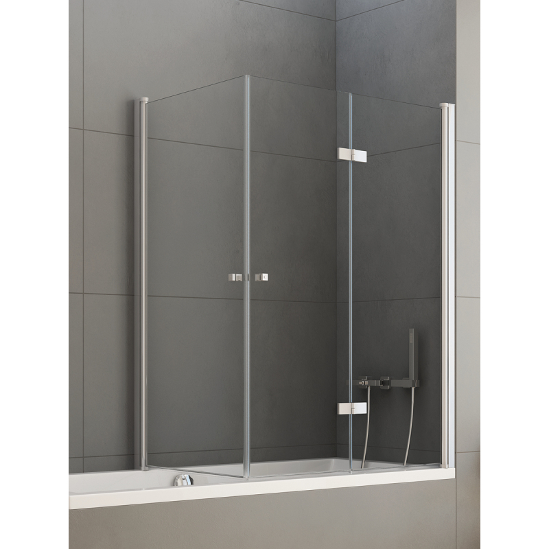 PARAWAN NAWANNOWY NEW SOLEO 2D P 120x70x140 CZYSTE 6mm POWŁOKA CHROM POŁYSK NEW TRENDY P-0031/P-0024