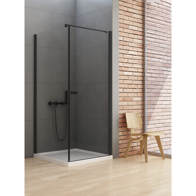 NZ2 KABINA NEW SOLEO BLACK 1D PROSTOKĄTNA U 90x120x195 CZYSTE 6mm POWŁOKA CZARNY MAT NEW TRENDY D-0231A/D-0149B-WP