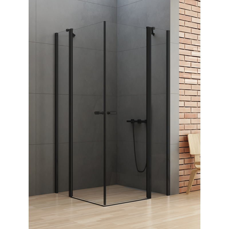 NZ2 KABINA NEW SOLEO BLACK 2D PROSTOKĄTNA U 100x110x195 CZYSTE 6mm POWŁOKA CZARNY MAT NEW TRENDY K-0762