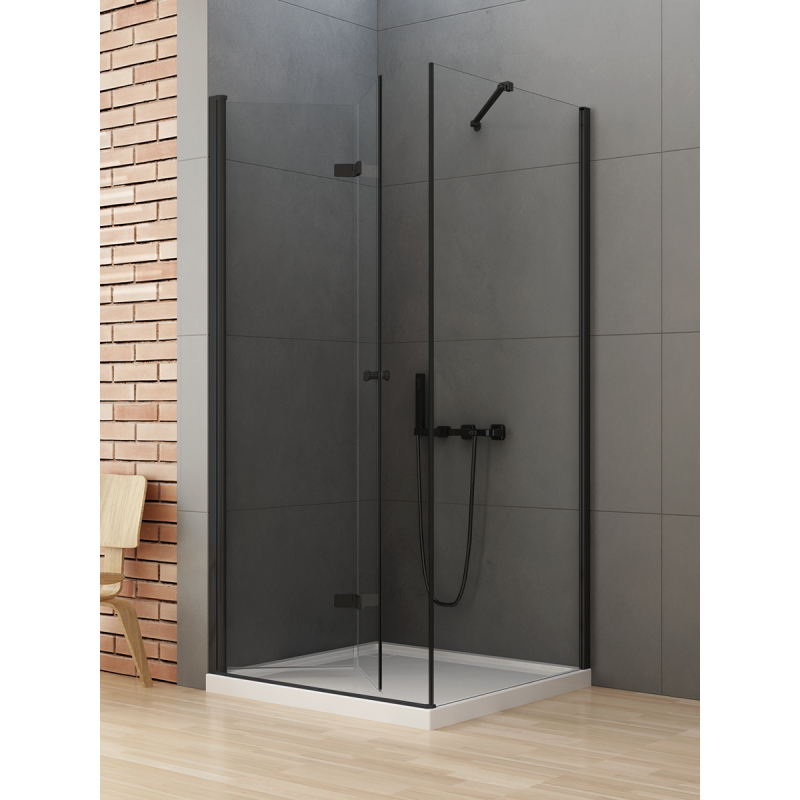 NZ2 KABINA NEW SOLEO BLACK 1D PROSTOKĄTNA L 70x110x195 CZYSTE 6mm POWŁOKA CZARNY MAT NEW TRENDY D-0233A/D-0148B