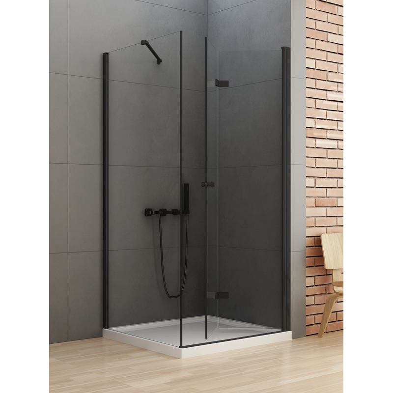 NZ2 KABINA NEW SOLEO BLACK 1D PROSTOKĄTNA P 100x110x195 CZYSTE 6mm POWŁOKA CZARNY MAT NEW TRENDY D-0240A/D-0148B