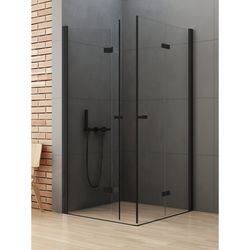NZ2 KABINA NEW SOLEO BLACK 2D PROSTOKĄTNA  80x70x195 CZYSTE 6mm POWŁOKA CZARNY MAT NEW TRENDY D-0234A/D-0237A