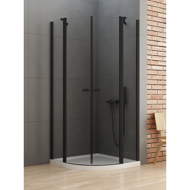 NZ2 KABINA NEW SOLEO BLACK 2D PÓŁOKRĄGŁA U 80x80x195 CZYSTE 6mm POWŁOKA CZARNY MAT NEW TRENDY K-0538