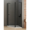NZ2 KABINA NEW SOLEO BLACK 1D PIĘCIOKĄTNA ASYMETRYCZNA U 100x80x195 CZYSTE 6mm POWŁOKA CZARNY MAT NEW TRENDY K-0614