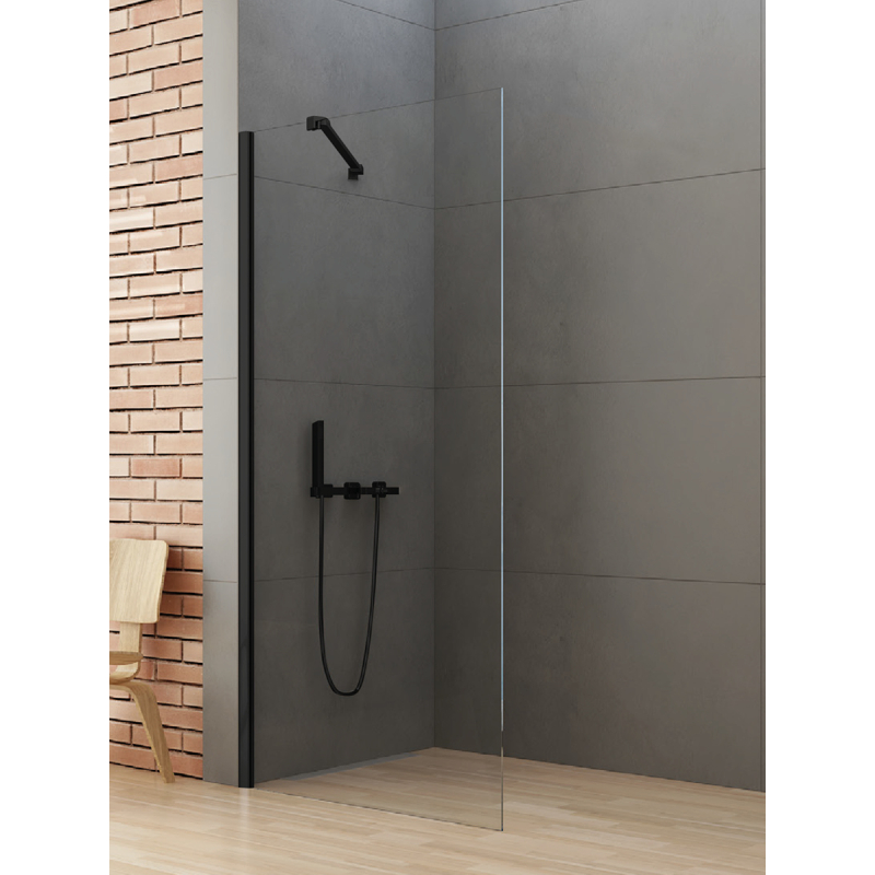 NZ2 KABINA NEW SOLEO BLACK WALK-IN U 100x195 CZYSTE 6mm POWŁOKA CZARNY MAT NEW TRENDY K-0770