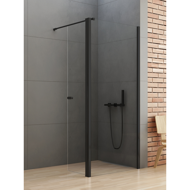NZ2 KABINA NEW SOLEO BLACK WALK-IN U 90x195 CZYSTE 6mm POWŁOKA CZARNY MAT NEW TRENDY K-0782