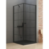 KABINA NEW SOLEO BLACK 1D KWADRATOWA P 90x90x195 CZYSTE 6mm POWŁOKA WZÓR KRATKA CZARNY MAT NEW TRENDY D-0285A/D-0121B