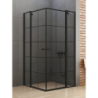 KABINA NEW SOLEO BLACK 2D KWADRATOWA  90x90x195 CZYSTE 6mm POWŁOKA WZÓR KRATKA CZARNY MAT NEW TRENDY K-0580