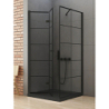 KABINA NEW SOLEO BLACK 1D KWADRATOWA L 90x90x195 CZYSTE 6mm POWŁOKA WZÓR KRATKA CZARNY MAT NEW TRENDY D-0289A/D-0120B