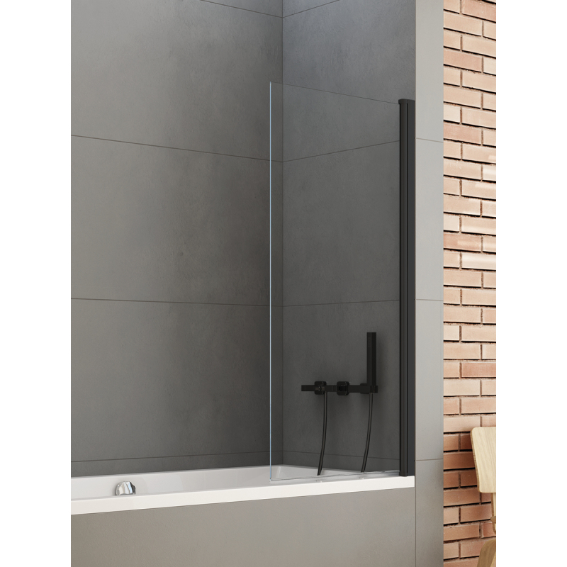 PARAWAN NAWANNOWY NEW SOLEO BLACK 1D U 70x140 CZYSTE 6mm POWŁOKA CZARNY MAT NEW TRENDY P-0039