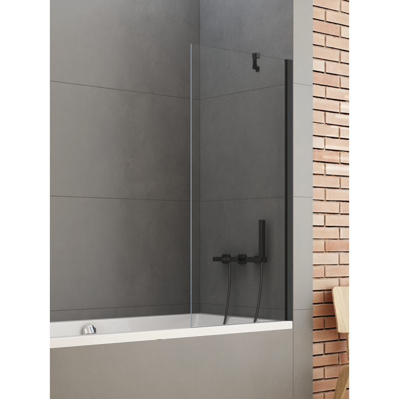 NZ4 PARAWAN NAWANNOWY NEW SOLEO BLACK U 100x140 CZYSTE 6mm POWŁOKA CZARNY MAT NEW TRENDY P-0081