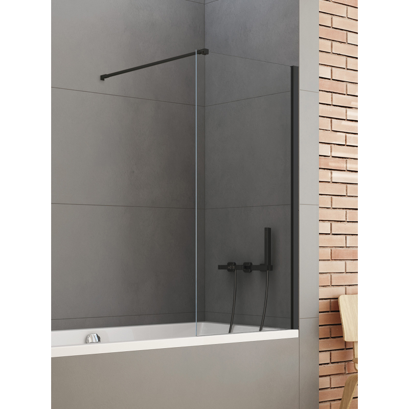 PARAWAN NAWANNOWY NEW SOLEO BLACK U 90x140 CZYSTE 6mm POWŁOKA WSP. PROSTOPADŁY CZARNY MAT NEW TRENDY P-0051-WP