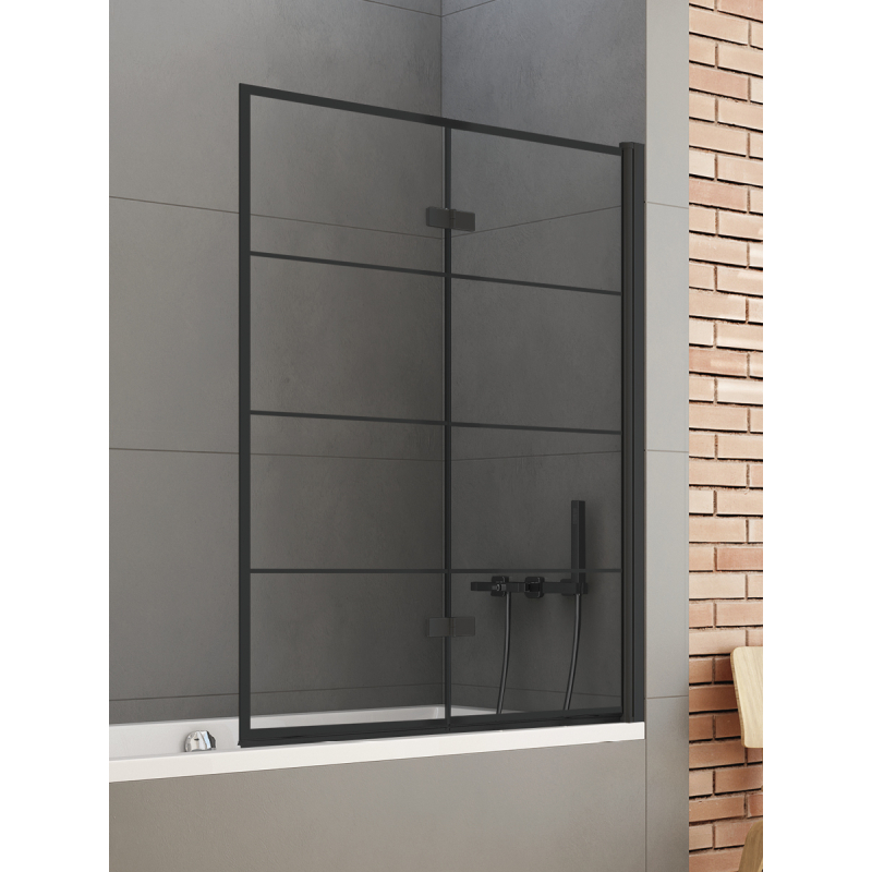 PARAWAN NAWANNOWY NEW SOLEO BLACK 1D P 100x140 CZYSTE 6mm POWŁOKA WZÓR KRATKA CZARNY MAT NEW TRENDY P-0050